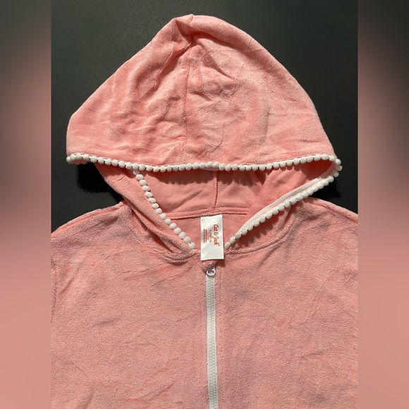 NWT Hooded Terry Zip Swimsuit Cover Up Dress - Cat & Jack Coral Pink L 927 - Picture 6 of 6